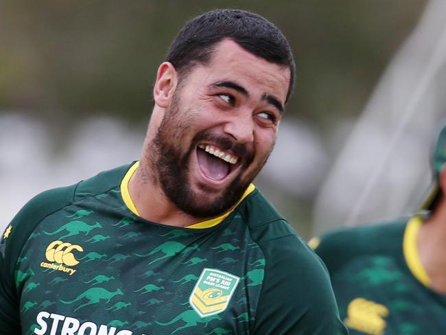 The Australian Prime Minister's XIII rugby league team training at Jones Park in Cairns. Andrew Fifita and Dane Gagai. PICTURE: STEWART McLEAN