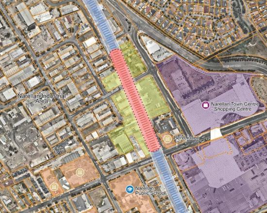 The proposed location for the future underground Narellan Station.
