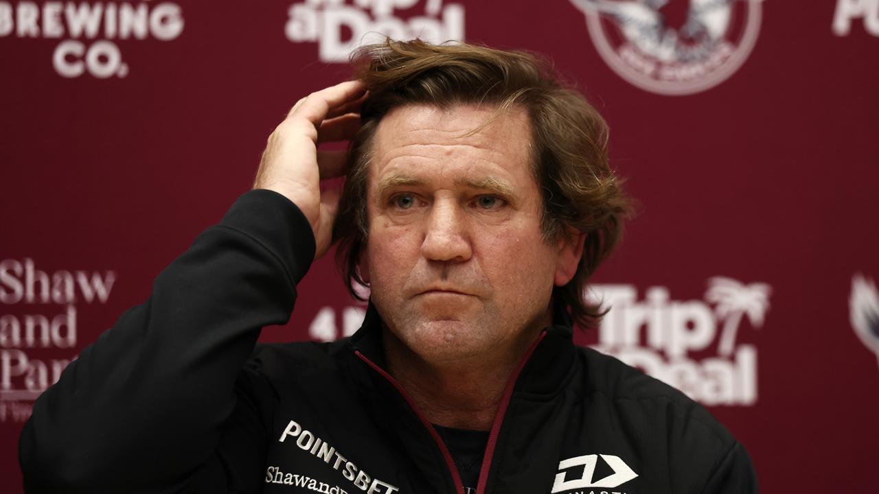 Sea Eagles coach Des Hasler speaks to the media during a Manly Warringah Sea Eagles NRL media opportunity at 4 Pines Park.