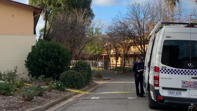 Police probe the death of a 63-year-old man at Gilberton, in Adelaide’s inner northeast. Picture: Emma Brasier