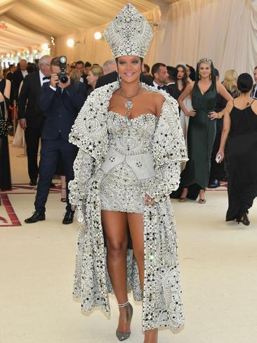 Rihanna in a Maison Margiela Artisanal gown by John Galliano. Picture: AFP
