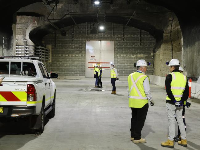 The wall that will be knocked down to open up a section of WestConnex that will then be linked to the M8, nudging the WestConnex closer to completion. Picture: Richard Dobson