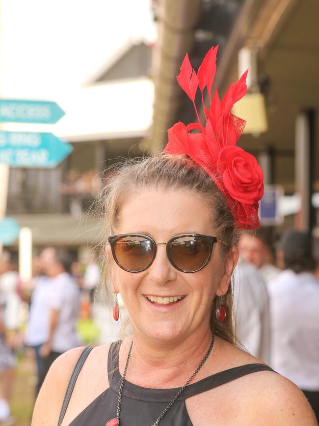 Michelle Hando at the 2021 Darwin Cup Carnival Derby Day. Picture: Glenn Campbell