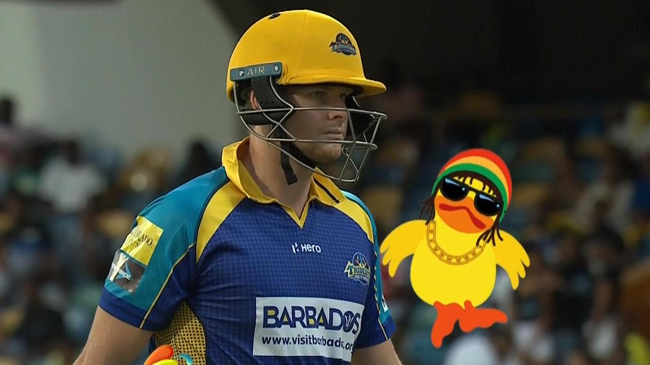 Steve Smith fell for a duck against the Trinbago Knight Riders.