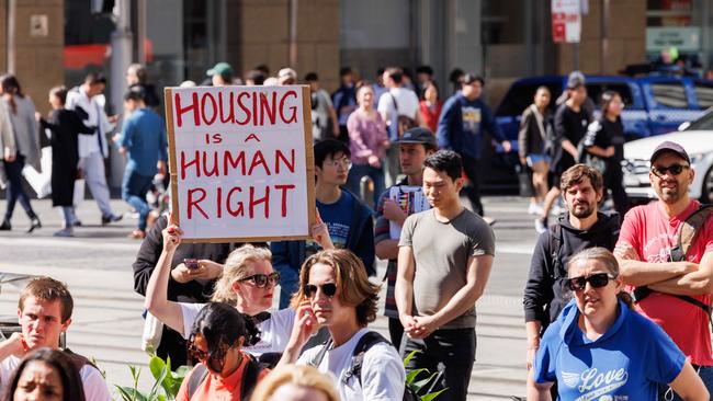 A housing and rental affordability demonstration held in Sydney, in September 2023. Picture: NCA NewsWire/David Swift.