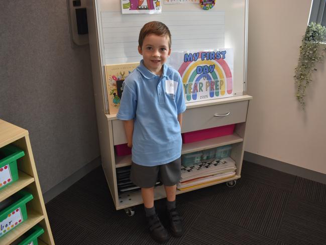 Elliot Hales on his first day at St Gabriel's Primary School, Traralgon on January 30, 2025. Picture: Jack Colantuono