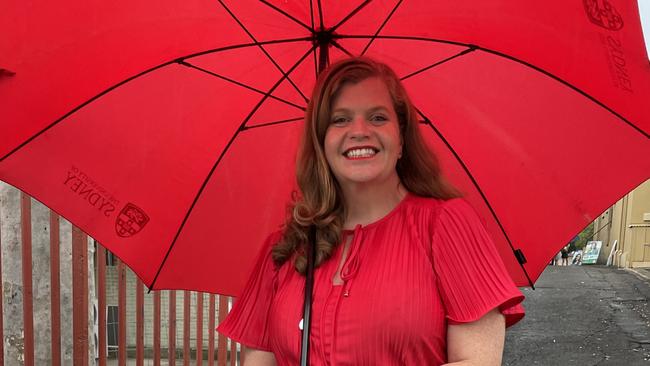 Labor candidate Philippa Scott outside Leichhardt Town Hall on March 25