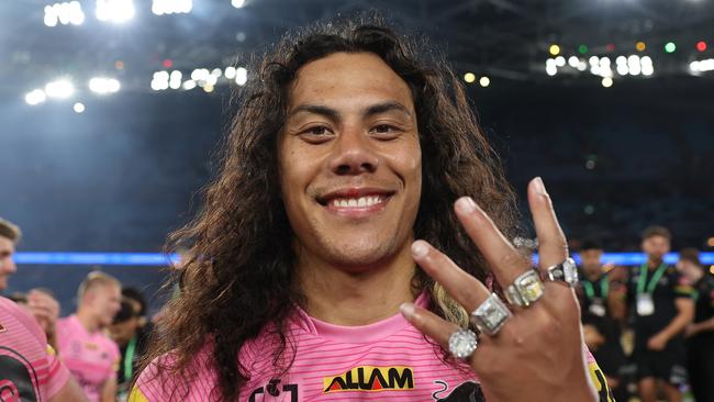 Jarome Luai goes to the Tigers with plenty of jewellery. Photo by Cameron Spencer/Getty Images