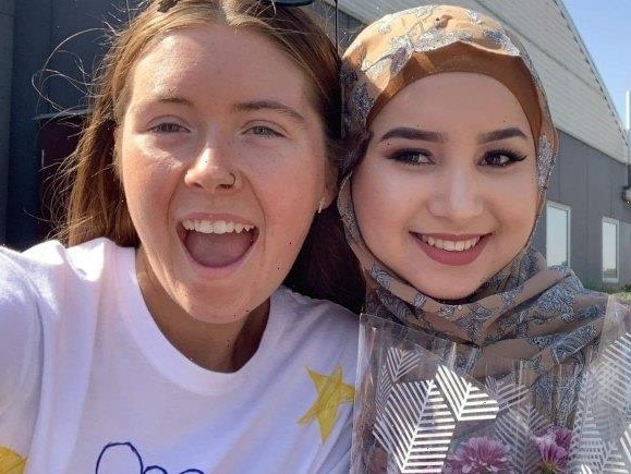 Ruqia Haidari, right, with her friend, Abbey Gawne, left. Picture: Supplied