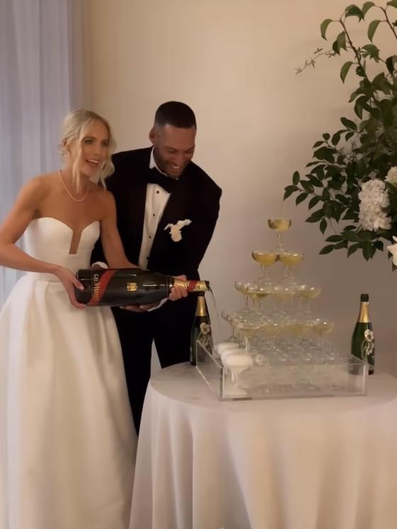 Ashley Bright and Josh Gibson at their wedding on Friday. Picture: Supplied/Instagram