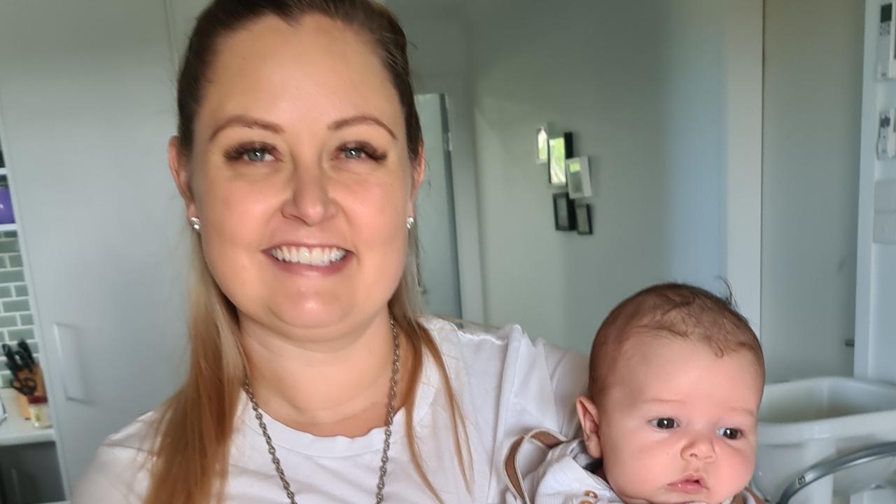 Amy Puddy, 32, with baby Nate Andersen who was born at Mackay Base Hospital on March 23, 2021. Ms Puddy says her artery was cut during a caesarean. Picture: Contributed