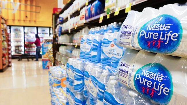 Top brands like Nestle Pure Life, Aquafina, Dasani and Evian were among those tested in the study. Picture: Frederick J. Brown/AFP