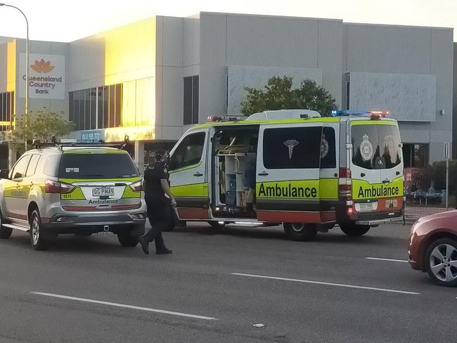 Emergency services treat a man who was hit by a car outside Stockland shopping centre.