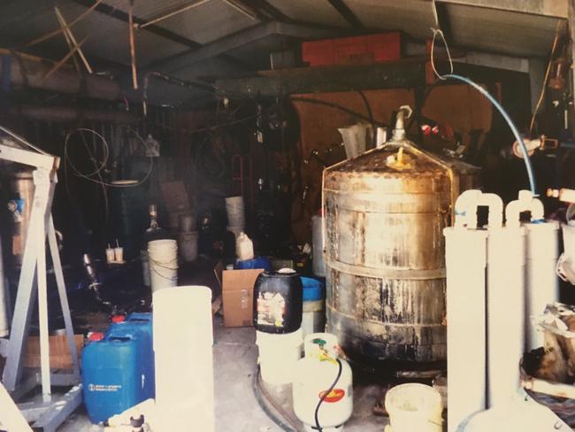 Inside the drug lab found in the backyard shed. Pictures: Court Administration Authority