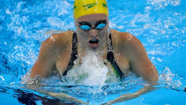 RIO DE JANEIRO, BRAZIL — AUGUST 10: Taylor McKeown of Australia competes in the second Semifinal of the Women's 200m Breaststroke on Day 5 of the Rio 2016 Olympic Games at the Olympic Aquatics Stadium on August 10, 2016 in Rio de Janeiro, Brazil. (Photo by Jamie Squire/Getty Images)