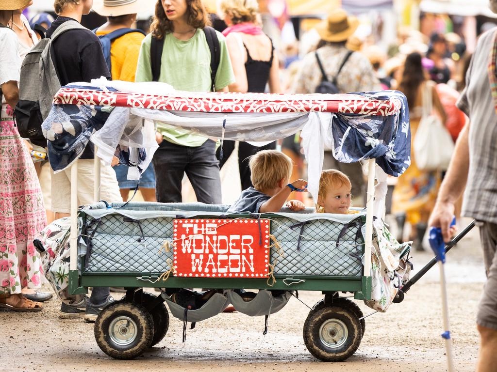 Colourful crowds on day one of the Woodford Folk Festival. Picture: Lachie Millard