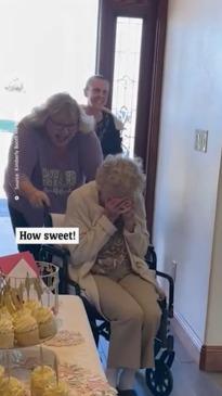 100-year-old grandma’s emotional reaction to surprise birthday party