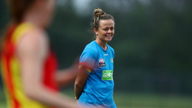 GOLD COAST, AUSTRALIA - FEBRUARY 04: Emma Pittman during a Gold Coast Suns AFLW training session on February 04, 2020 in Gold Coast, Australia. (Photo by Chris Hyde/Getty Images)