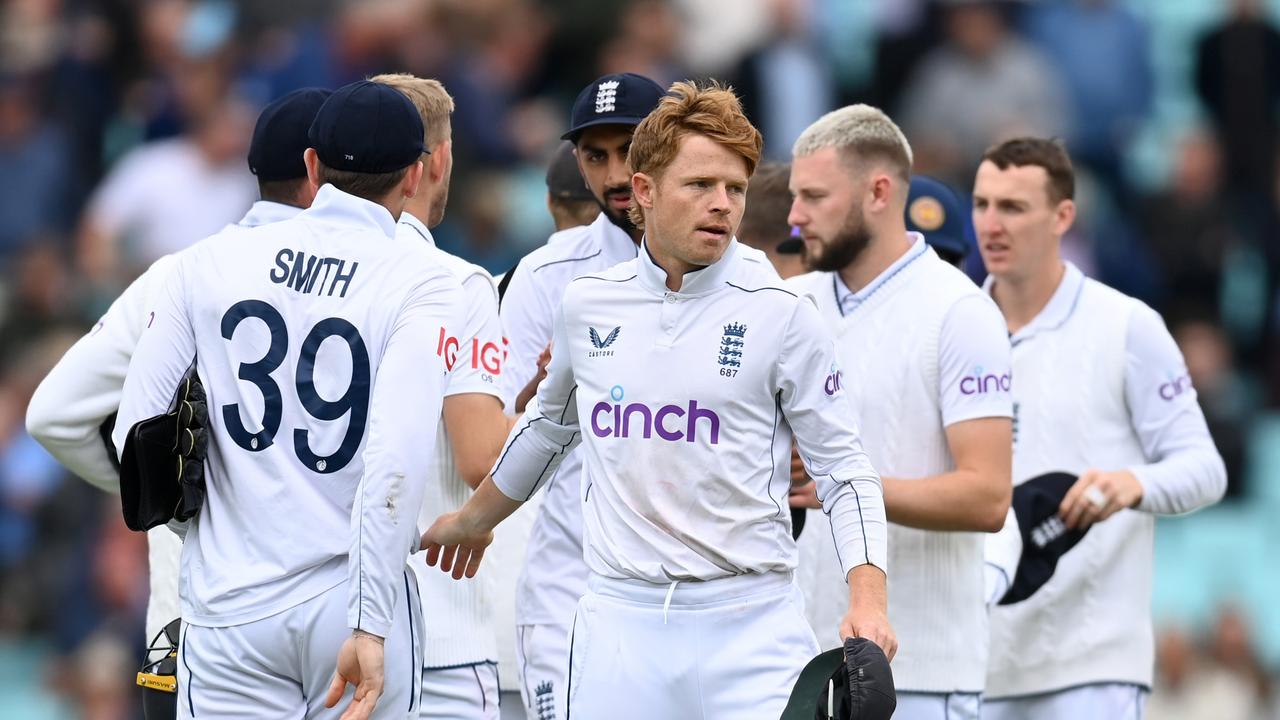 Captain Ollie Pope and the England side suffered a stunning collapse.. (Photo by Gareth Copley/Getty Images)