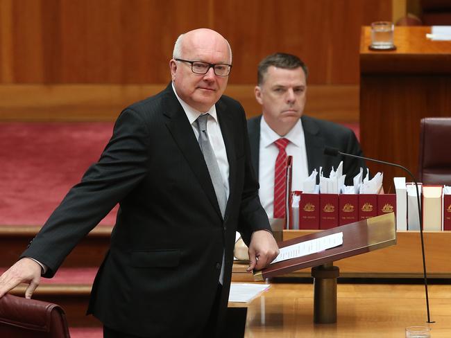 Attorney-General Senator George Brandis has declined to say which gay marriage bill it will support. Picture Kym Smith