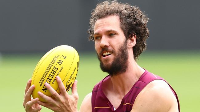 BRISBANE, AUSTRALIA - MARCH 07: Darcy Fort during a Brisbane Lions AFL captain's run at The Gabba on March 07, 2024 in Brisbane, Australia. (Photo by Chris Hyde/Getty Images)