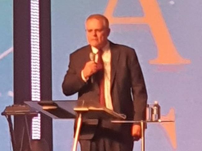 Prime Minister Scott Morrison speaks at a national Christian convention on the Gold Coast last week. Source - https://www.instagram.com/p/CN4bncoLoyR/