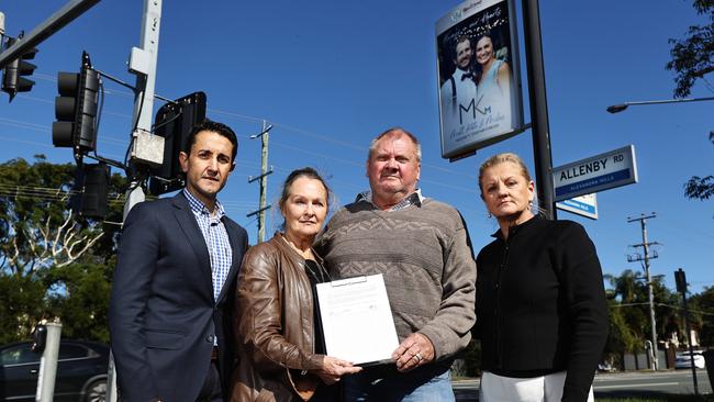 Ann and Russell Field (centre) have been joined Leader of the Opposition David Crisafulli (left) and Redlands Mayor Karen Williams (right) calling for an appeal on the sentence handed down to the teen driver who killed their son Matthew Field, his partner Kate Leadbetter and their unborn child Miles in Alexandra Hills. Picture: Tara Croser