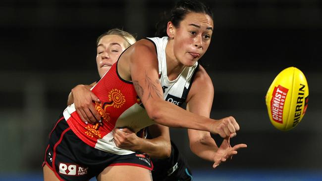 Jesse Wardlaw is a big recruit for the Saints. Picture Sarah Reed/AFL Photos via Getty Images