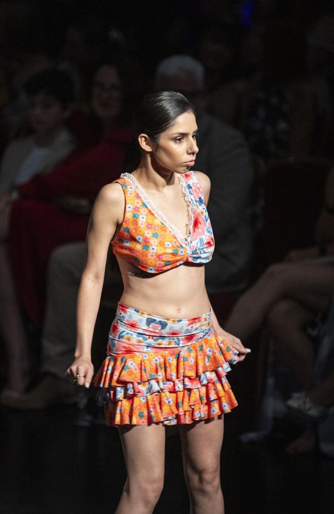 Designs by Fairholme College fashion are featured on the Emerging Designers runway of Toowoomba Fashion Festival at The Armitage Centre, Saturday, March 16, 2024. Picture: Kevin Farmer