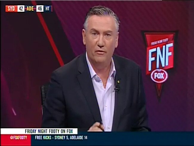 Eddie McGuire apologises at half time for mocking double amputee Cynthia Banham's coin toss.