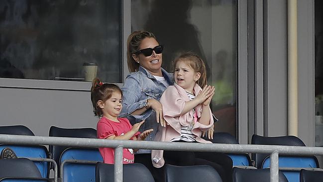 Candice Warner with her daughters during Day One of the Third Ashes Test match between England and Australia in 2019. Picture: Getty