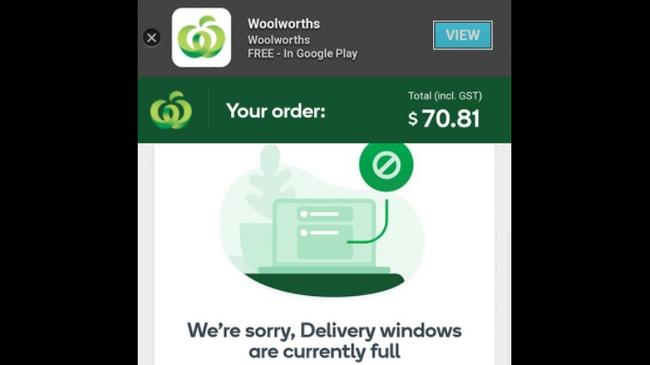 Woolies could not take any more online bookings on Thursday.