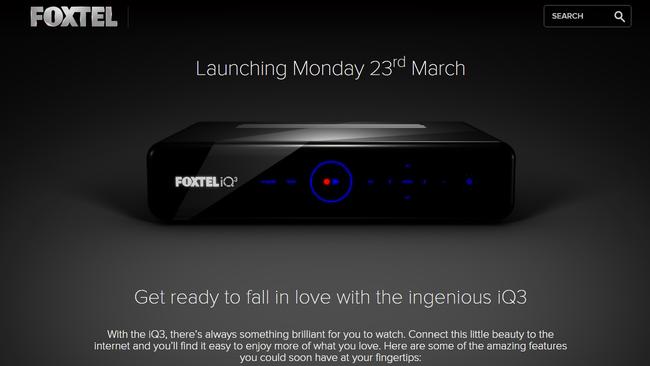 Coming soon ... Foxtel's iQ3 pay TV personal video recorder.