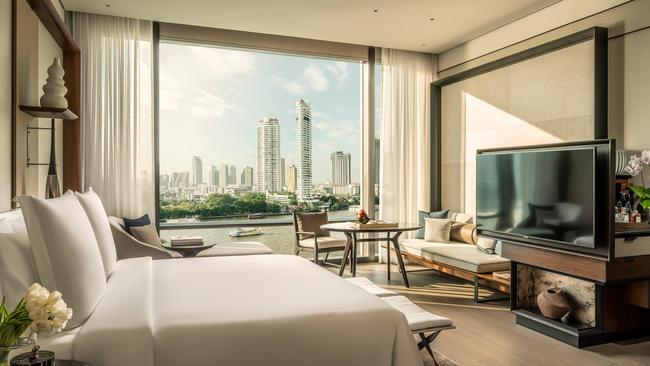 City views from a guestroom at Bangkok’s new Four Seasons.