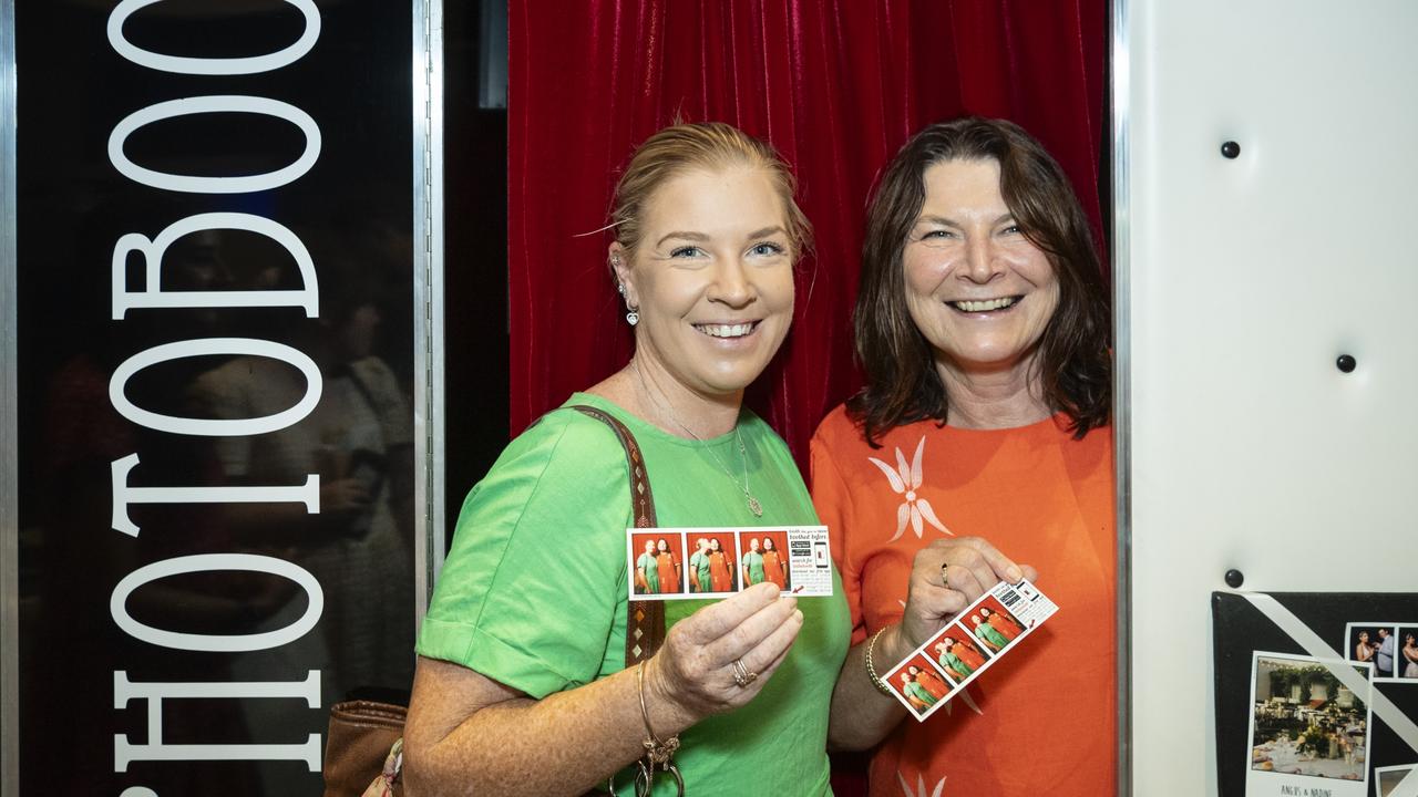 Bride-to-be Elizabeth Horton and mum Helen Piedl with their pics from In the Booth at Toowoomba's Wedding Expo hosted by Highfields Cultural Centre, Sunday, January 21, 2024. Picture: Kevin Farmer