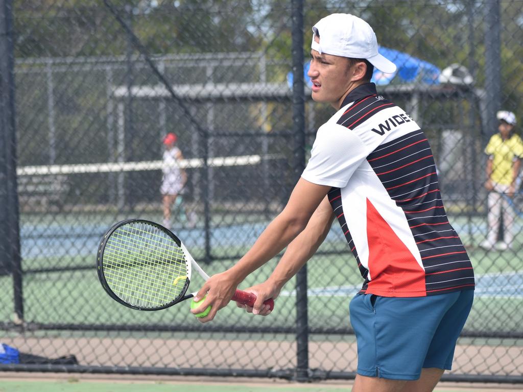 Players on court at the JDS Central Region tournament at the Rockhampton Regional Tennis Centre on July 14, 2024.