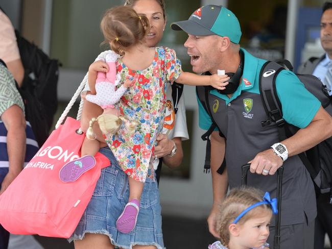 David Warner and family arrive in Port Elizabeth.