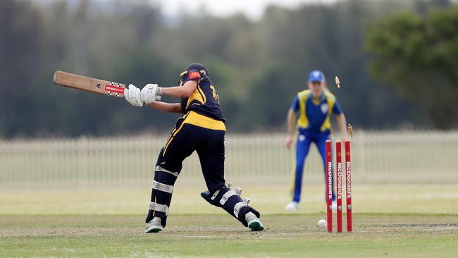 Despite being bowled here, Eliza Thompson proved hard to stop for the Central Coast. Picture: Sue Graham