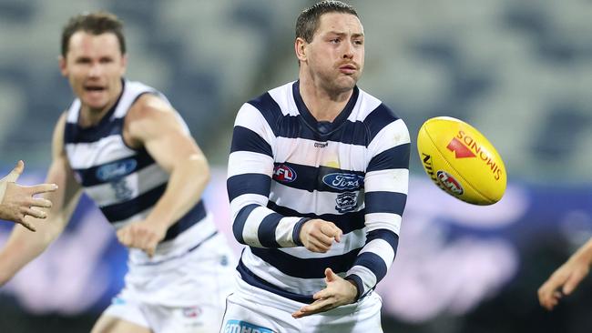 Jack Steven in action for the Cats. Picture: Michael Klein