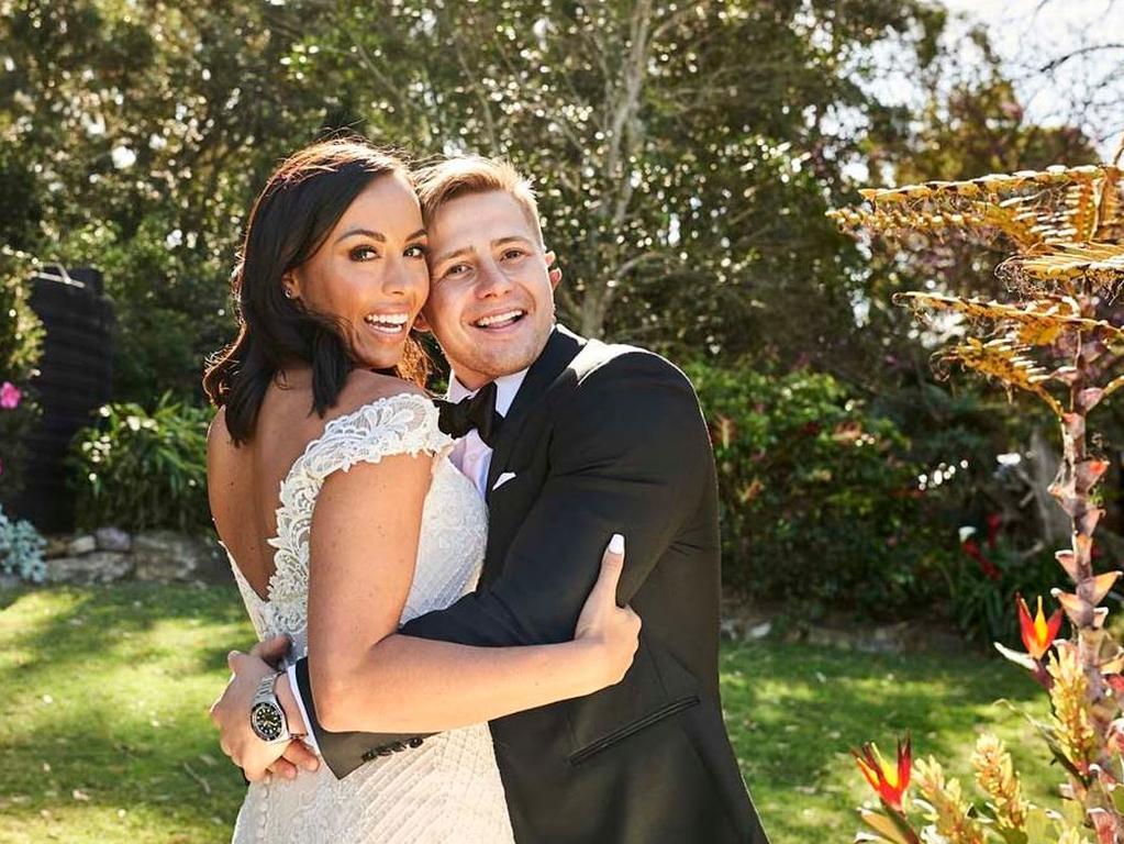 MAFS couple Natasha and Mikey got married at the venue for the 2020 season of the dating show, long before the coronavirus outbreak occurred. Picture: Channel 9