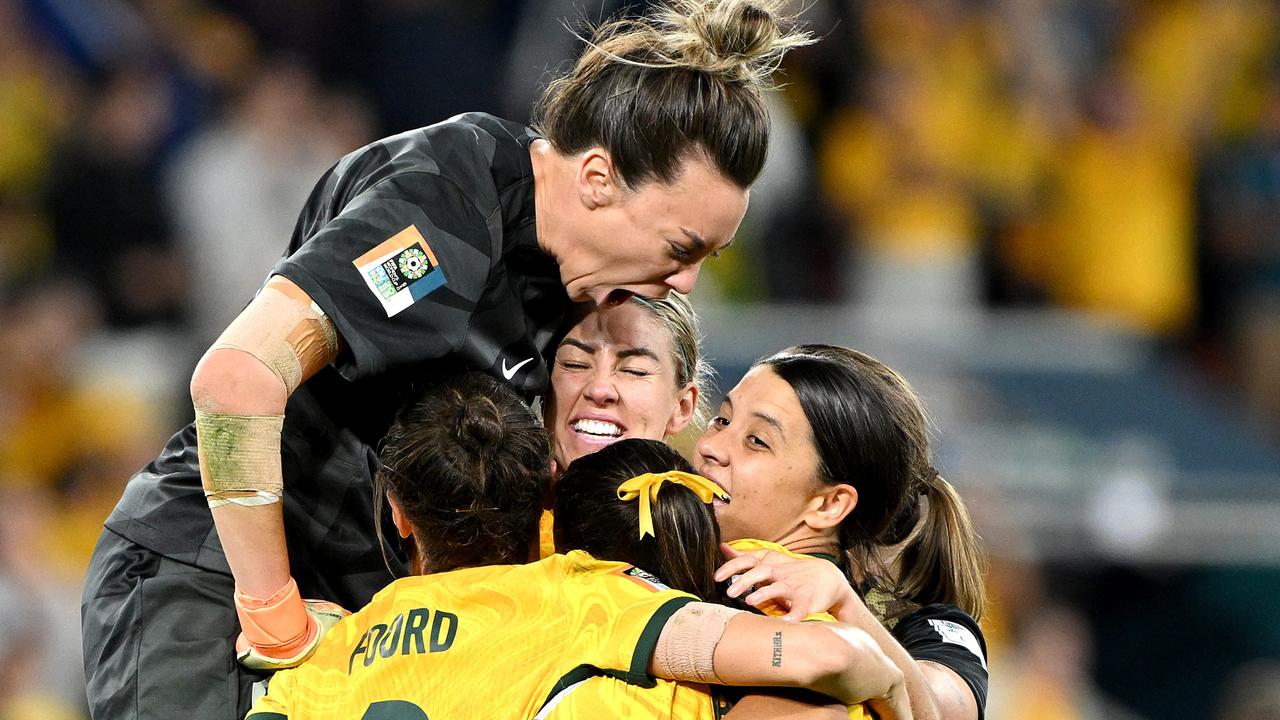 The Matildas are just one win away from playing in the FIFA World Cup Finals. Picture: Bradley Kanaris/ Getty Images