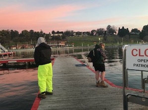 Fishermen flouting the rules at the swimming enclosure.