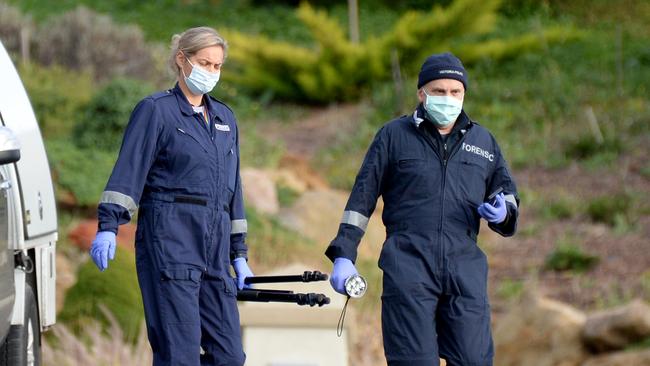 Police at the Darley home where Shirley Kidd died. Picture: Andrew Henshaw