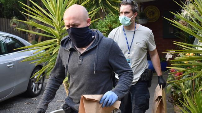 Croydon detectives remove bags of methamphetamine found at a unit in Humber Rd, Croydon North on Wednesday, October 14. Picture: Kiel Egging.