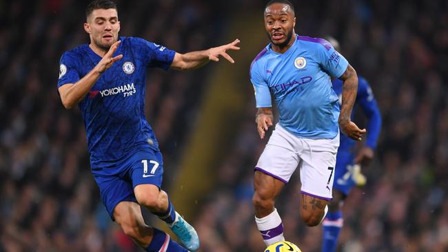 Manchester City’s Raheem Sterling dribbles past Chelsea defender Mateo Kovacic Picture: Getty Images