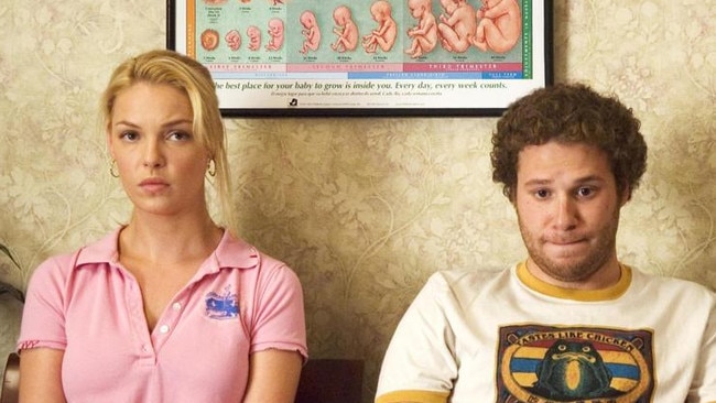 Katherine Heigl and Seth Rogen in <i>Knocked Up</i>.