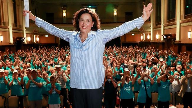 A big crowd turned out in Hawthorn for the campaign launch of Independent Dr Monique Ryan. Picture: Ian Currie