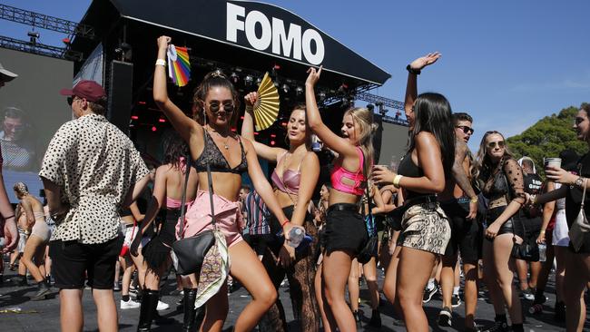 Festival goers a the 2019 FOMO Music Festival at Parramatta Park. Picture: David Swift.