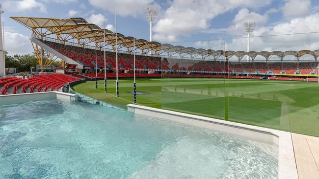 Brisbane start-up Plungie recently installed this plunge pool at Metricon Stadium on the Gold Coast. Image supplied by Plungie.