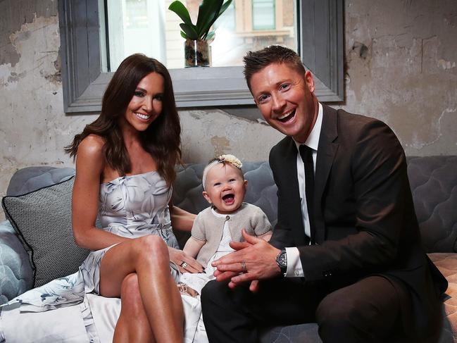 Michael Clarke with his wife Kyly and daughter Kelsey Lee in 2016